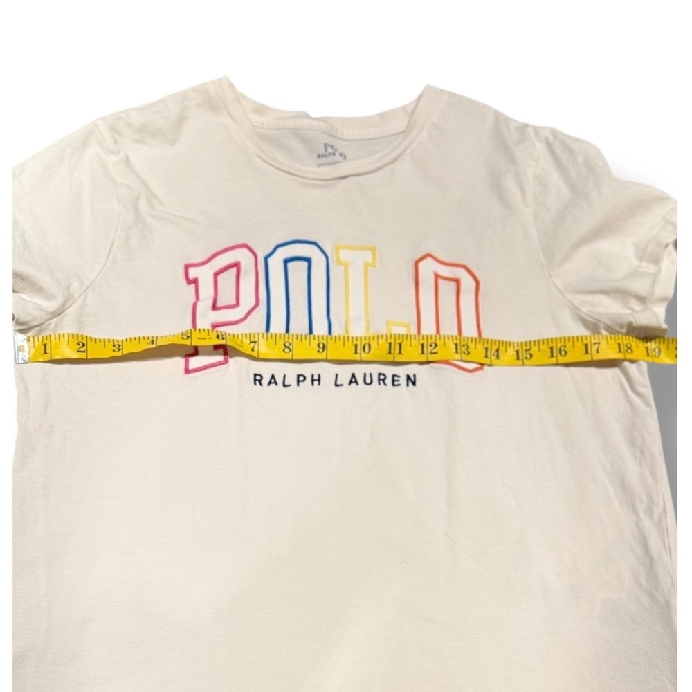 Polo Ralph Lauren Kids Large White Tee Colorful Spell Out Logo Classic Style - Picture 3 of 7